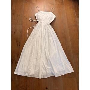 White Striped Maxi Dress with Spaghetti Straps Cottagecore Size Medium